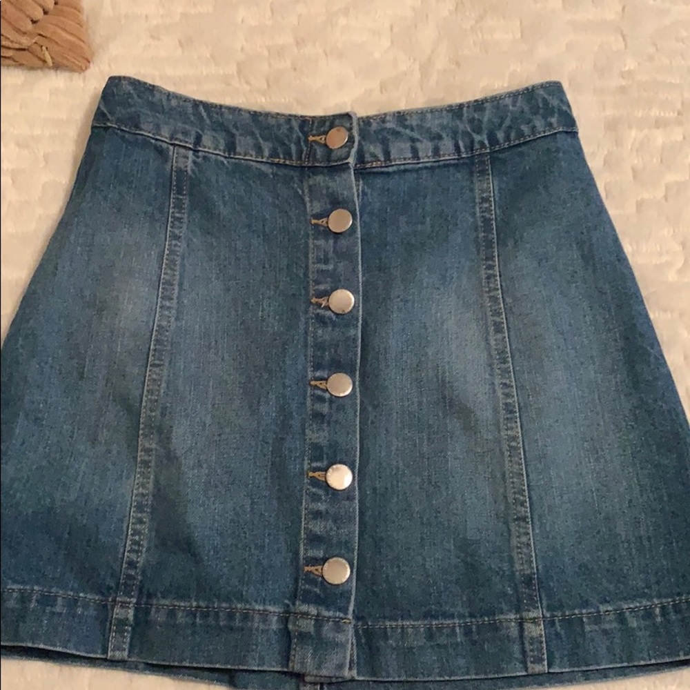 Button down denim skirt